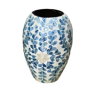 Elegant Artisan Shell Inlay <b>Vase</b> Made with Natural Mother of Pearl for Boutique Hotels and Designer Interiors - Product Image 1