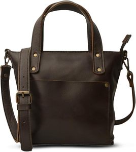 Premium Full-grain Leather Mini Tote Bag with Removable <b>Strap</b> Handcrafted Travel Companion and Zipper Compartment - Product Image 1