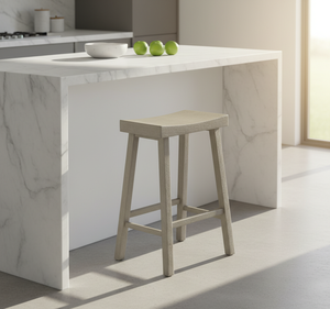 Tabouret de bar rond moderne et minimaliste en bois massif de caoutchouc, haut et solide, pour la maison - Product Image 5