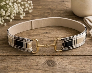 Ceinture à carreaux avec boucle en métal doré, sangle réglable, style décontracté pour femmes - Product Image 1