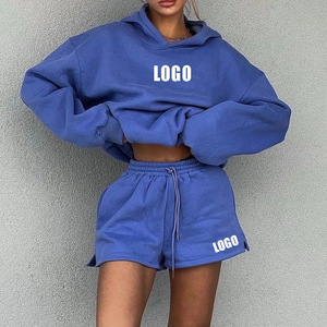 Ensemble coordonné de luxe en coton : sweat à capuche et short – Vêtements OEM à marque privée, broderie, impression en relief, emballage personnalisé disponible - Product Image 1