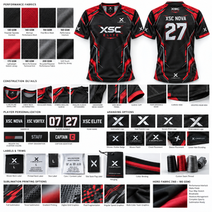 Maillots d'équipe professionnels pour hommes, vêtements d'e-sport |   Noir, rouge et six variations de couleurs |   Fabricant OEM ODM |   X Sports City | - Product Image 4