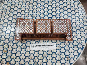 Bandeja de madera de acacia con incrustaciones de madreperla, producto de United Trade World, con caja acrílica, tapa de madera para cosméticos, tarros de dulces - Product Image 2