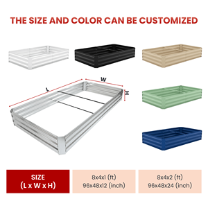 Bac à jardin surélevé en acier rectangulaire grand et durable pour l'extérieur, bacs à jardin pour légumes, fleurs, pommes de terre, plantation, utilisation en extérieur - Product Image 2