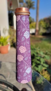 Botella de Agua de Cobre con Diseño Floral y Tapa de Cobre, Termo Portátil de Viaje - Product Image 6