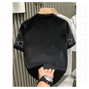 Camiseta con estampado de diamantes de imitación y estrellas brillantes para hombre, camiseta informal de manga corta con cuello redondo, camiseta gráfica brillante, ropa de calle ligera para fiesta y club - Product Image 4