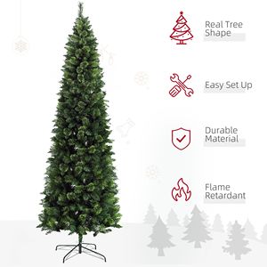 Albero di Natale Artificiale Alto a Forma di Matita con Rami ad Apertura Automatica, Base in Acciaio, Aghi di Pino Verdi - Decorazione Natalizia - Product Image 5
