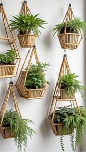 Geometric <b>Wooden</b> Hanging Plant Pot Rustic Pendant <b>Planter</b> Bracket for Indoor Home Decor - Product Image 2
