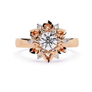 Nouvelle bague de fiançailles et de mariage tendance en or massif 14 carats avec diamant solitaire de laboratoire certifié IGI, design floral, 0,50 ctw - Product Image 5