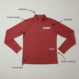 Men's <b>Red</b> <b>Long</b> <b>Sleeve</b> Stand Collar Knitted Sporty <b>Top</b> Quick Dry Slim Fit Solid Color Regular Length - Product Image 6