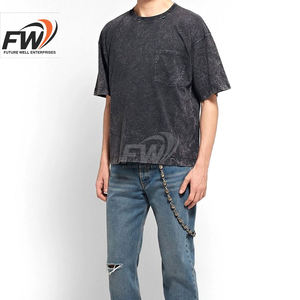 T-shirts délavés à l'acide de la meilleure qualité pour hommes, en coton et polyester, coupe ajustée légère, vente en gros - Product Image 2