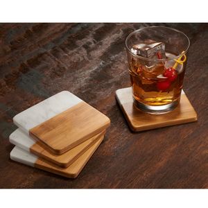 Natural Marble And Solid Wood Coaster Collection Decorative <b>Cup</b> <b>Mats</b> For Coffee Tea Wine Glasses Luxury Table Accessories - Product Image 6