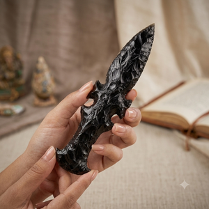 Schwarzes Obsidian-Messer Natürlicher Kristall-Dekor Gotische Boho Spirituelle Altar-Dekoration Einzigartiges Geschenk für Kristall-Liebhaber Rafay Edelstein - Product Image 2