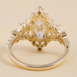 Gorgeous Marquise Cut Diamond Flower Cluster Ring Lab Grown 2.01CT With 14K Solid Gold Engagement Jewelry For Girlfriend - Product Image 5