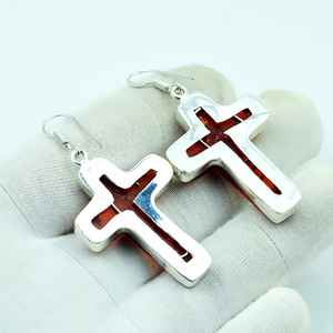 ต่างหูไม้กางเขนอำพันบอลติกสไตล์โบฮีเมียน ทำด้วยมือ เงินแท้ 925 เครื่องประดับทางศาสนา ของขวัญพระเยซูสำหรับผู้หญิง - Product Image 6