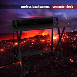 Scrivania da Gaming Professionale con Portabicchieri e Supporto per Cuffie, Tavolo Pieghevole in Fibra di Carbonio e MDF con Vano Portaoggetti - Product Image 2