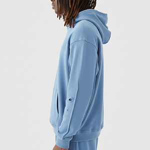 Sweat-shirts pour hommes en coton 100% 580 grammes, couleur unie, surdimensionnés, personnalisés OEM/ODM, avec logo imprimé en relief - Product Image 6