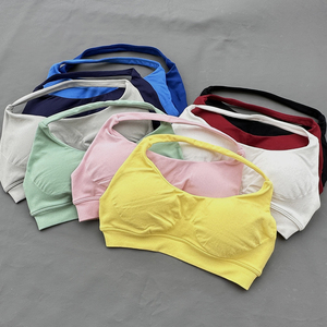 Women's Solid Color Scoop Neck Sports <b>Bra</b> Seamless Yoga Support Top Multicolor Stretch Fit - Product Image 1
