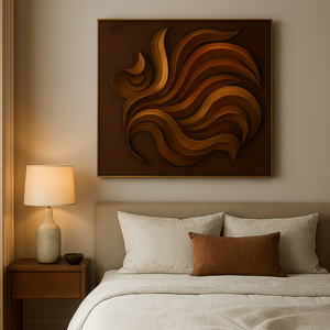 Sculpture murale Art Déco en bois Luxali, sculptée à la main, motif vague abstraite, écologique, durable, décoration de maison, bois massif - Product Image 2