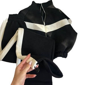 Conjunto Deportivo para Mujer en Color Marrón con Bloques de Color, Sudadera con Cremallera de Manga Larga, Corte Holgado, Estilo Casual para Otoño con Bolsillos Laterales - Product Image 3