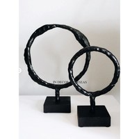 Ensemble de sculptures en bronze modernes, 2 pièces, art abstrait géométrique, décorations de table faites à la main pour le salon, à prix impressionnant