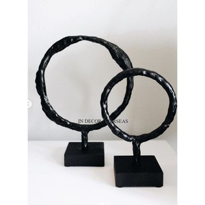 Ensemble de sculptures en bronze modernes, 2 pièces, art abstrait géométrique, décorations de table faites à la main pour le salon, à prix impressionnant - Product Image 6