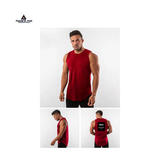 Débardeurs pour hommes personnalisés à logo, coupe ajustée, unis, sans manches, pour l'entraînement, 100% coton - Product Image 1
