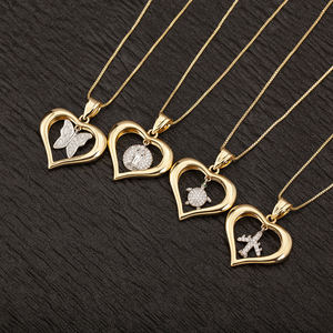 QIKU 금도금 데일리 여행용 펜던트 목걸이 (링크 체인 포함) - 나비/별/십자가/비행기/손바닥/성모 마리아 참 장식 - Product Image 1