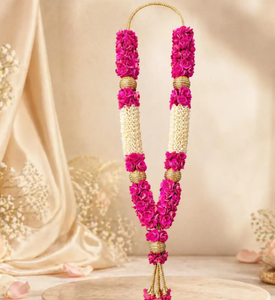 Handmade Pink <b>Gold</b> Varmala Garland for Indian Wedding Bridal Groom Jaimala <b>Artificial</b> <b>Flower</b> Mala - Product Image 2