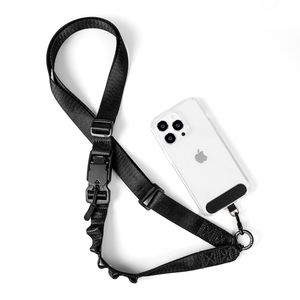 New Arrivals Customized Logo Black Universal Crossbody Cell Phone Lanyard Adjustable Phone Strap with Detachable Patch Nylon - Product Image 1