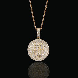 Stay Humble Hustle Hard Moissanite Pendant Necklace 925 Silver <b>Iced</b> <b>Out</b> Round Medallion <b>Chain</b> - Product Image 5