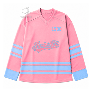 Camiseta de hockey sobre hielo Jack And Jill Of America, rosa y azul, de malla de poliéster, que absorbe la humedad, para rendimiento atlético, camiseta de hockey griega - Product Image 1