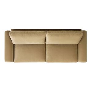 Divano da soggiorno in velluto performante beige marrone cammello con braccioli ad arco Mason 85 pollici - Product Image 2
