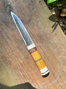 Damascus Steel Drop Point <b>Knife</b> Blade 0.6mm Thickness Bevel Edge <b>Kitchen</b> <b>Knife</b> Single Blade DIY Grade - Product Image 1