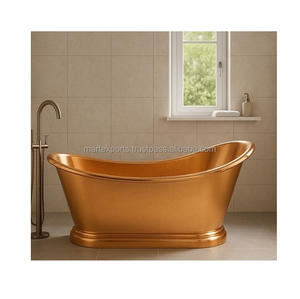 Baignoire autoportante en cuivre martelé de qualité supérieure, design moderne intemporel, écologique, artisanat artisanal, détails artistiques pour la salle de bain - Product Image 2