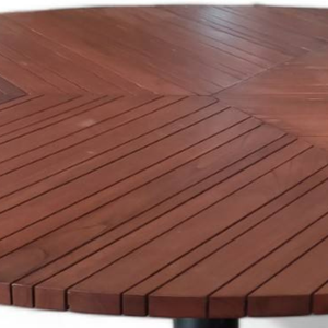 Table à manger de jardin en teck de style luxueux avec structure en métal noir foncé pour ensemble de meubles de restaurant - Product Image 6