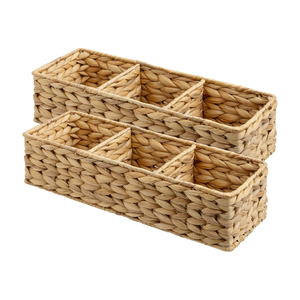Paniers tissés en jacinthe d'eau naturelle avec 3 compartiments, panier à papier toilette, vente en gros auprès d'artisans vietnamiens - Product Image 2