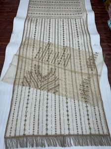 Sari indien élégant en tissu mono-filet avec broderie de sequins, style boutique, exclusif, avec chemisier élégant, pour fête ethnique, collection Printemps, livraison rapide - Product Image 2