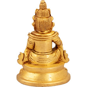 Statue Kubera assise de 3 pouces faite à la main dans des sculptures en laiton fabriquées en Inde - Product Image 3