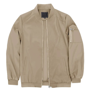 Chaqueta Bomber Negra para Hombre, Color Sólido, Cierre de Cremallera, Cuello Alto, Estilo Casual, Material de Poliéster, Ropa de Otoño - Product Image 4