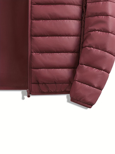 Veste d'hiver à capuche pour homme, couleur unie, coupe-vent, fermeture éclair, style décontracté, rembourrage en fibre de polyester - Product Image 5