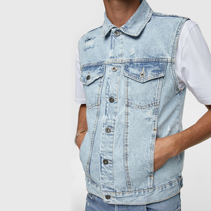 Premium Raw <b>Denim</b> Men's <b>Vest</b> | Slim Fit Sleeveless <b>Denim</b> <b>Jacket</b> | Customizable Brand Logo Biker Waistcoat - Product Image 3