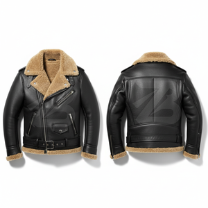 Classic <b>Men's</b> Genuine Leather Bomber <b>Jacket</b> | Goatskin & Wool Collar <b>Waterproof</b> Reversible <b>Winter</b> Outerwear - Product Image 6