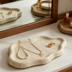 Irregular Shape <b>Travertine</b> Tray Handmade Elegant Cloud-shaped <b>Travertine</b> Jewelry Tray - Product Image 4