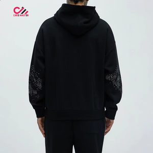 Chándales de invierno de alta calidad para hombre, talla grande, con diseño de pedrería, cremallera, lavado ácido, 100% algodón, holgados, con estampado y logotipo personalizado. - Product Image 3