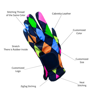 Gants de golf gauchers en cuir Cabretta véritable personnalisé de haute qualité Design diamant haut de gamme Style de combinaison sportive pour - Product Image 5