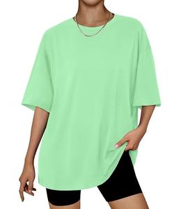 Camiseta de Mujer 100% Algodón Sólido, Manga Corta, Cuello con Hombros Caídos, Estilo Holgado, Casual, Transpirable, de Bangladesh, Superventas - Product Image 1