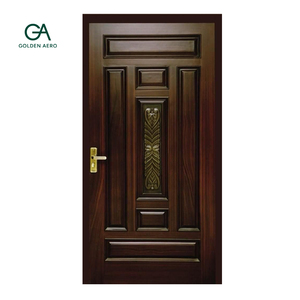 Puerta de Entrada Clásica GA-16S de Madera Sólida con Panel Tallado para Viviendas Residenciales, Tamaño Personalizado - Product Image 1