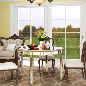 47.24 \ "tavolo da pranzo rotondo in vetro con specchio mobili eleganti ed eleganti per la casa - Product Image 4