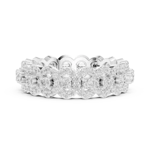 Lab Grown Diamond Eternity <b>Band</b> 925 Sterling <b>Silver</b> Graduated Round Cluster Vintage Wedding Anniversary <b>Ring</b> for Women - Product Image 3